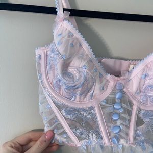 Lace Pink and Blue For Love and Lemons Corset